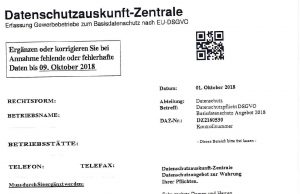 Datenschutzauskunft Zentrale